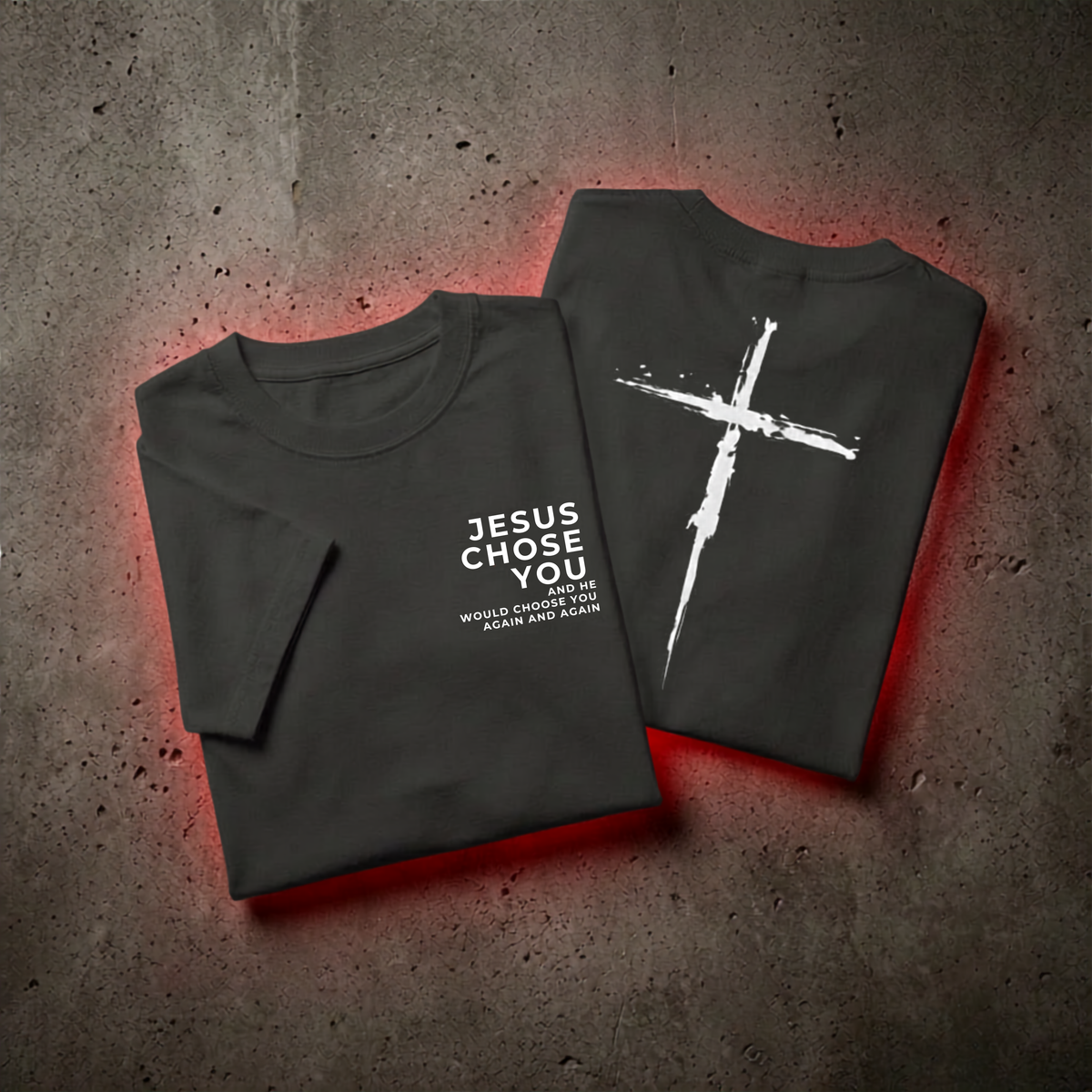 Jesus Chose You oversized faded Christian tee in faded black — front view KingJesus.shop