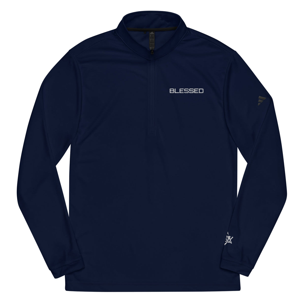 BLESSED Adidas pullover in collegiate navy — Christian athletic apparel KingJesus.shop
