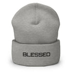 BLESSED embroidered cuffed beanie in heather grey — Christian streetwear accessory