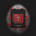 It Is Finished oversized tee in black folded — red FINISHED type with cross on the hill, Christian streetwear