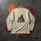 Women's heavyweight long sleeve Christian tee — flat lay lifestyle KingJesus.shop