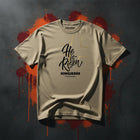 He Is Risen oversized faded tee — Christian streetwear flat lay KingJesus.shop