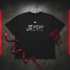 JESUS Crown organic oversized tee in black — high-neck drop-shoulder silhouette, KingJesus.shop