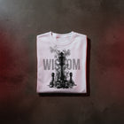 WISDOM chess oversized tee in white — black chess king in rising smoke, James 1:5, KingJesus.shop Christian streetwear