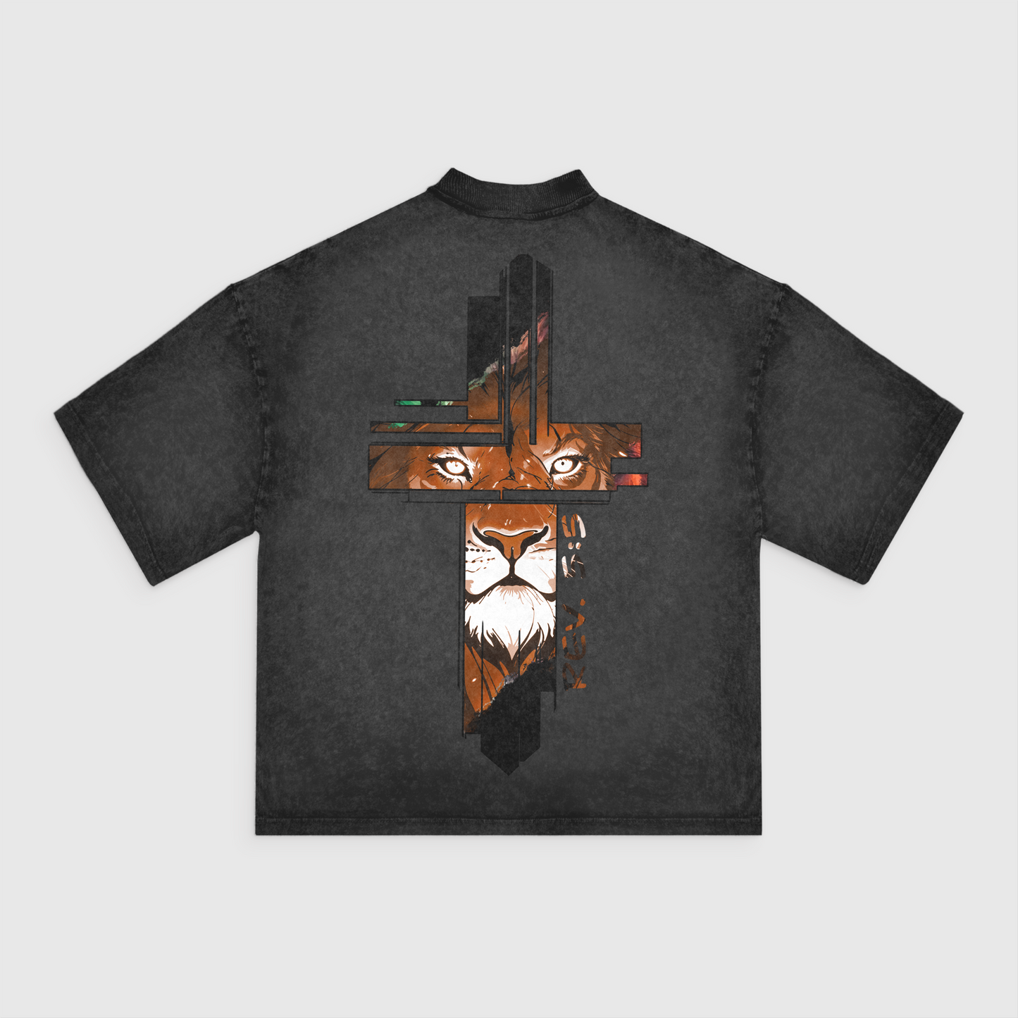 Lion Cross Acid Washed Tshirt
