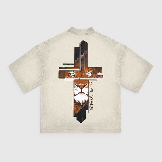 Lion Cross Acid Washed Tshirt