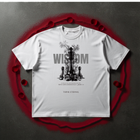 WISDOM tee print close-up — chess king and pawns with James 1:5, if any of you lacks wisdom ask God