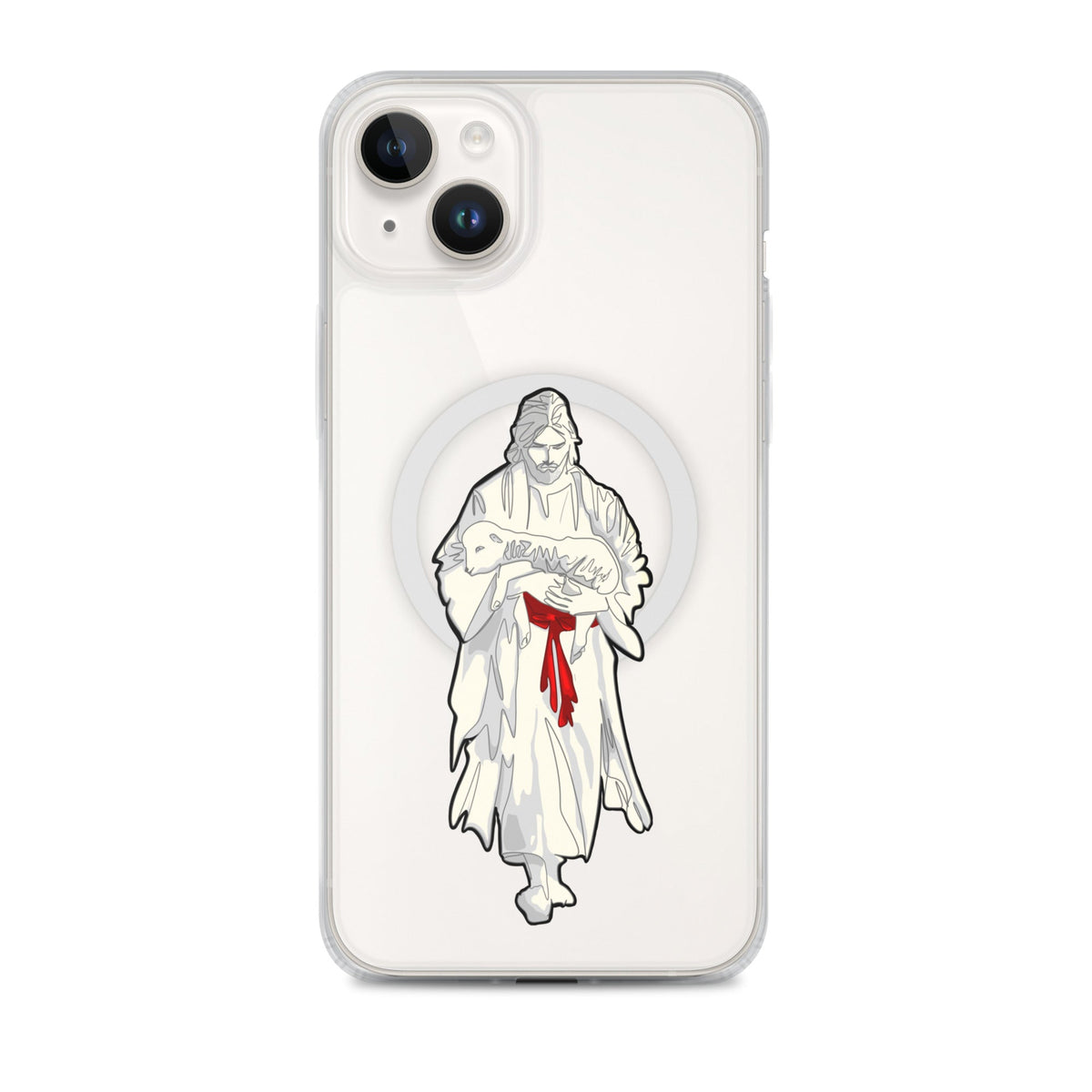 Jesus and Lamb MagSafe clear case for iPhone 14 Plus — Christian iPhone case