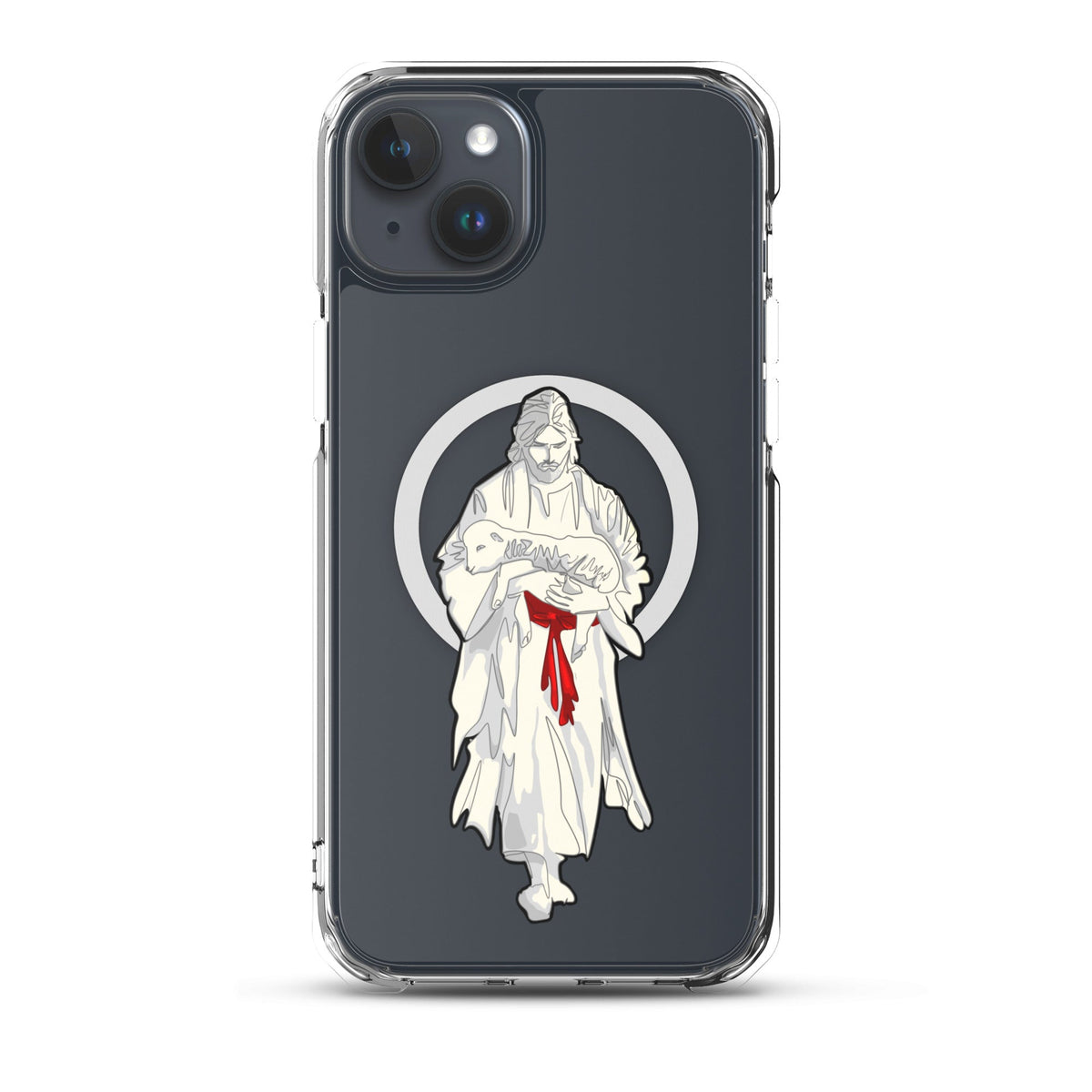 Jesus and Lamb MagSafe clear case for iPhone 15 Plus — Christian iPhone case