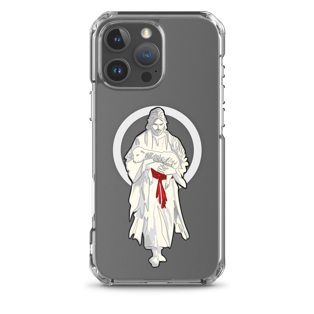 Jesus and Lamb MagSafe clear iPhone case — Christian phone case by KingJesus.shop