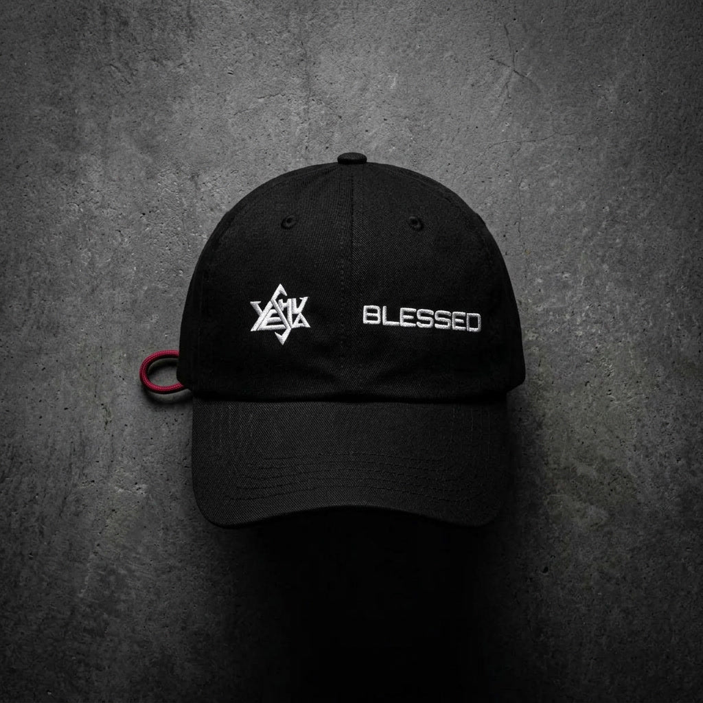 BLESSED embroidered dad hat in black — Christian streetwear cap KingJesus.shop