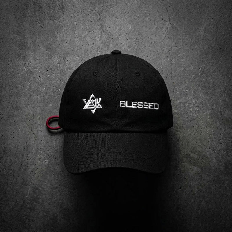 BLESSED embroidered dad hat in black — Christian streetwear cap KingJesus.shop