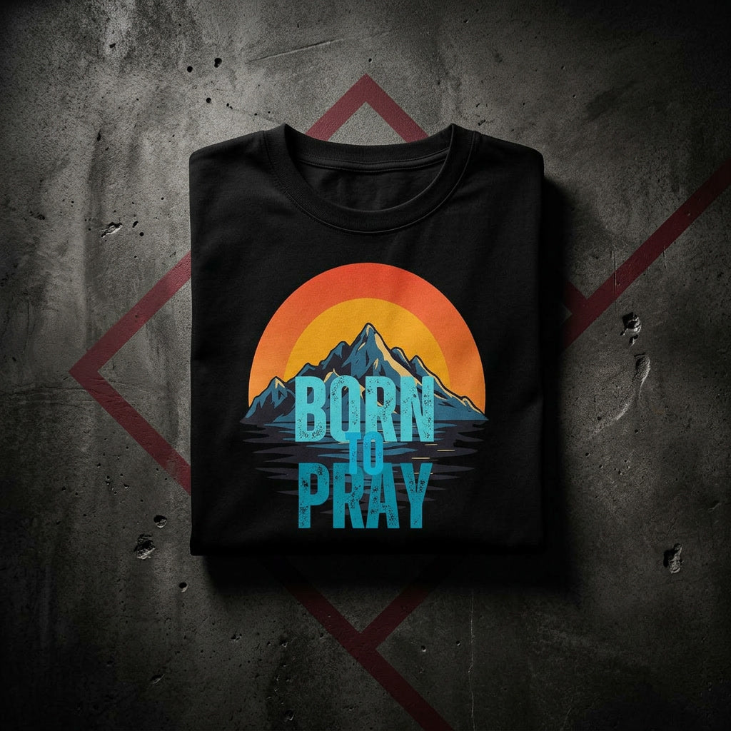 Born to Pray toddler Christian tee — kids faith apparel flat lay KingJesus.shop