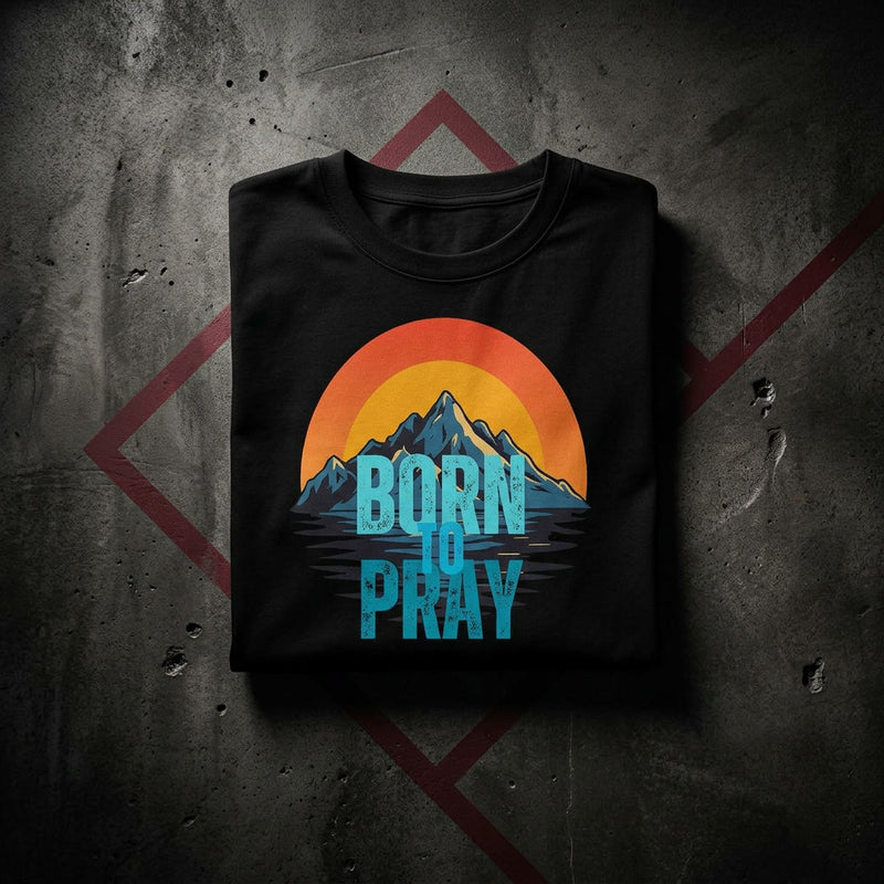 Born to Pray toddler Christian tee — kids faith apparel flat lay KingJesus.shop