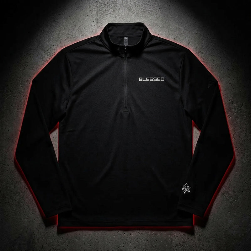 BLESSED Adidas quarter-zip workout pullover — front view KingJesus.shop