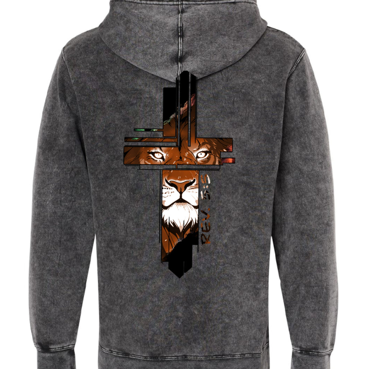 Acid washed hoodie in black — back view KingJesus.shop
