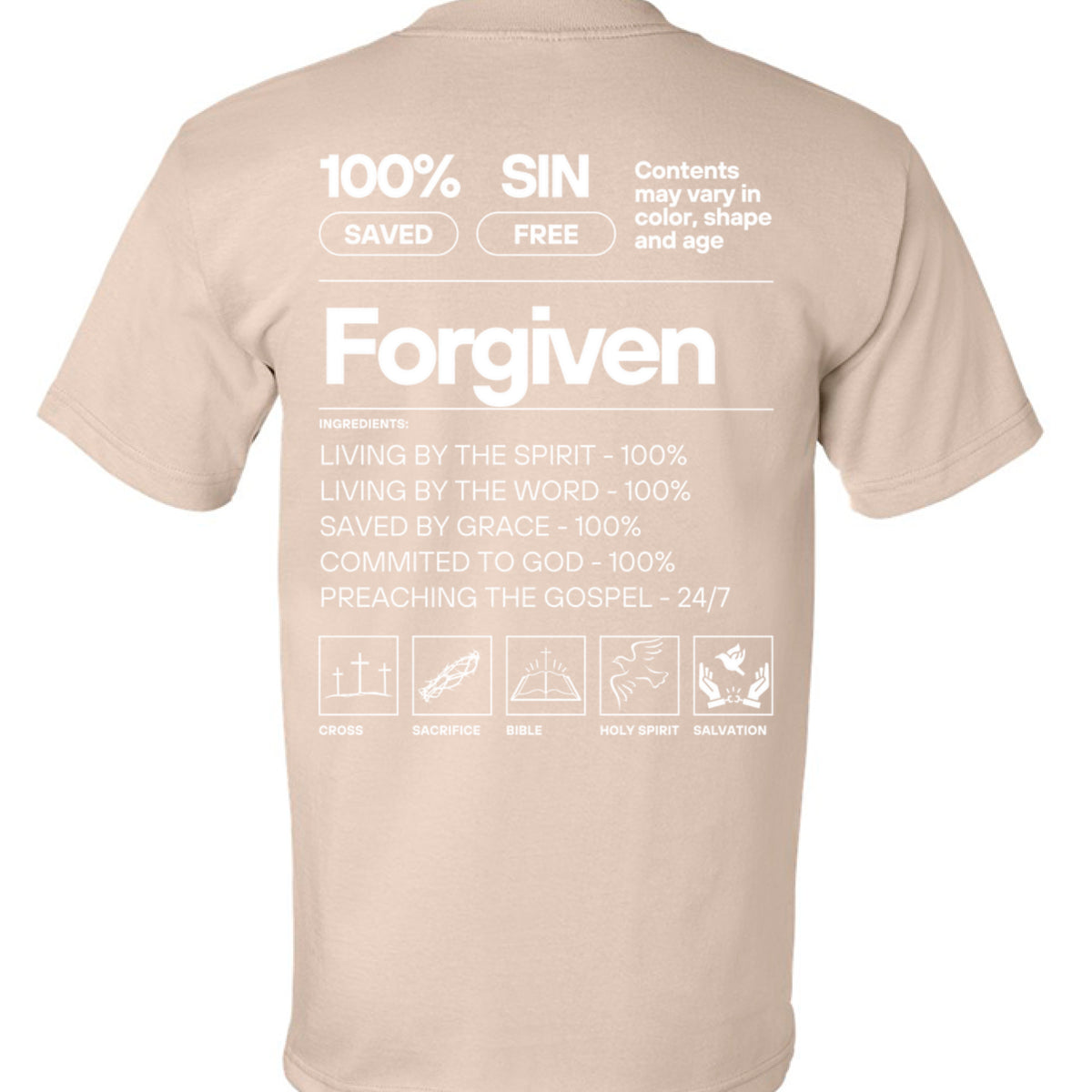 Undeniable Label tee in sand — back view