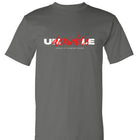 Undeniable Label tee in charcoal — front view