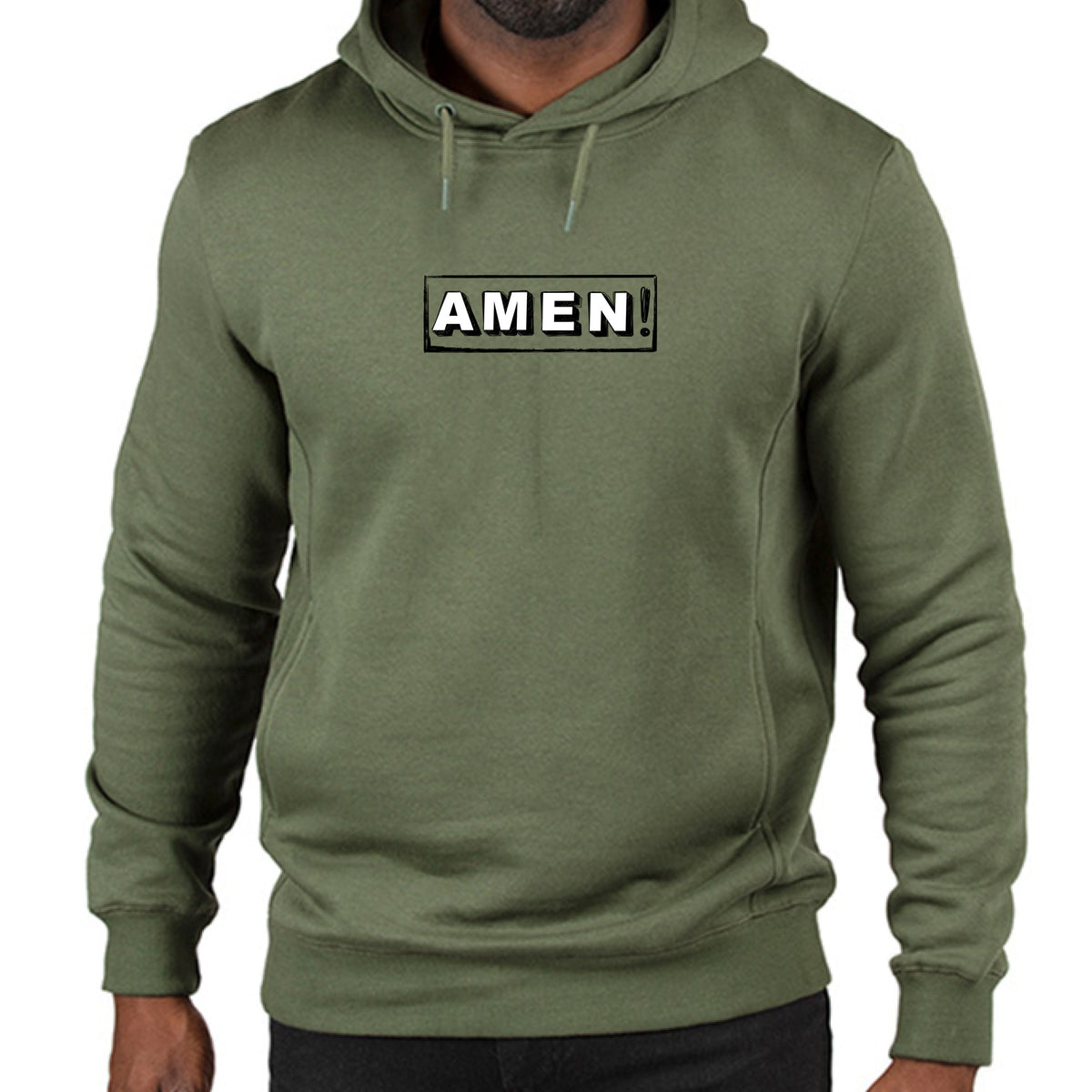 I Will Fear No Evil eco hoodie in army — front view