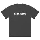 LION CROSS oversized faded Christian tee in faded black — front view KingJesus.shop