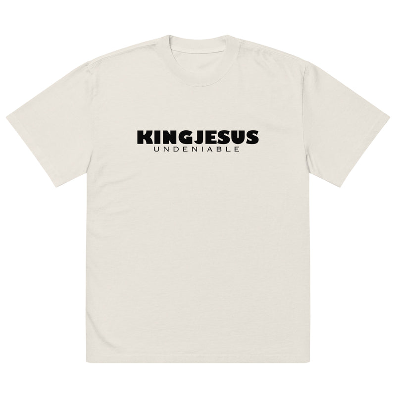 BLESSED oversized faded Christian tee in faded bone — front view KingJesus.shop