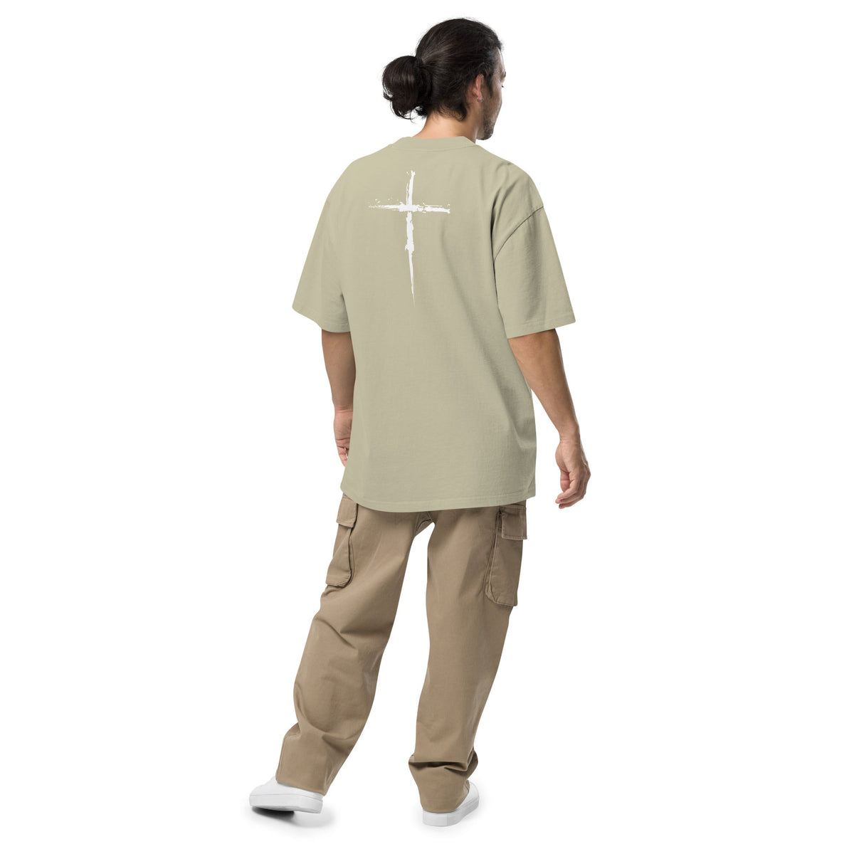 Jesus Chose You oversized tee faded khaki — front view