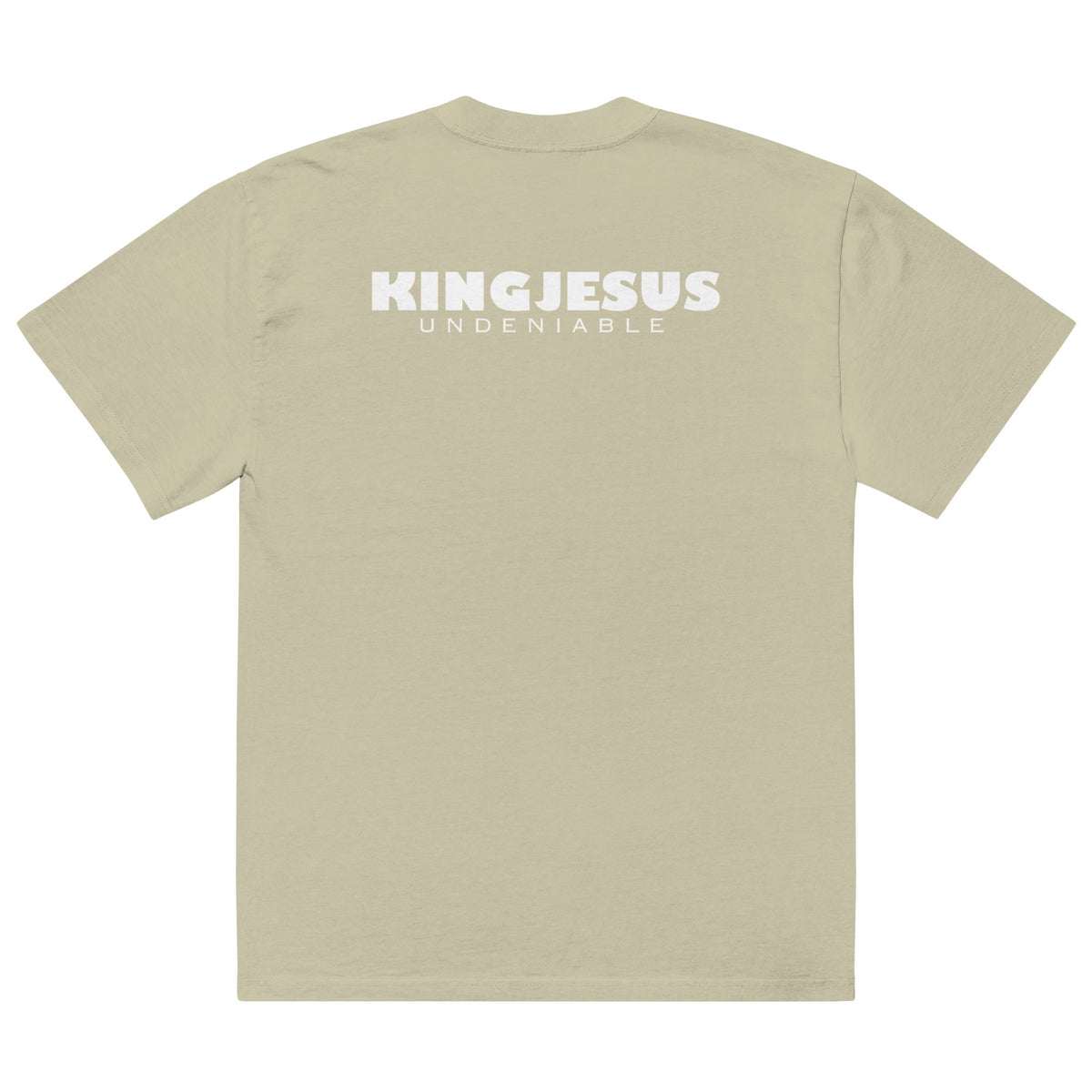 LION oversized tee in faded bone — front view