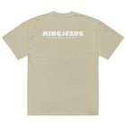 LION oversized tee in faded bone — front view