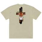 LION CROSS oversized tee in faded bone — front view