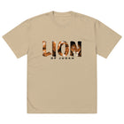 LION oversized tee in faded khaki — front view