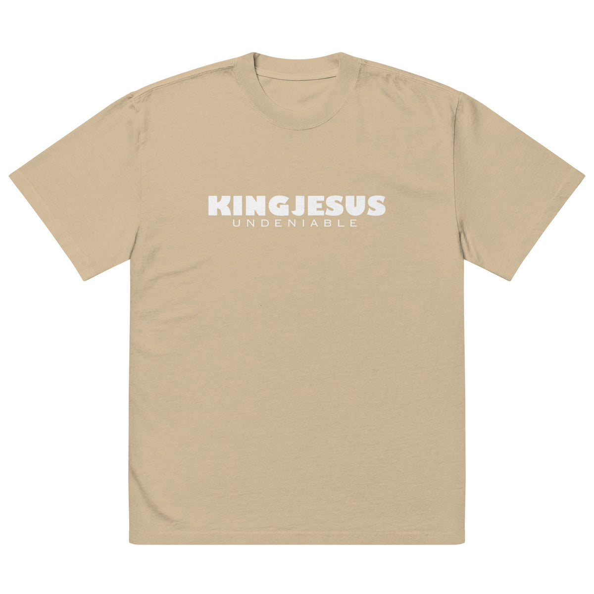 LION CROSS oversized tee in faded khaki — front view
