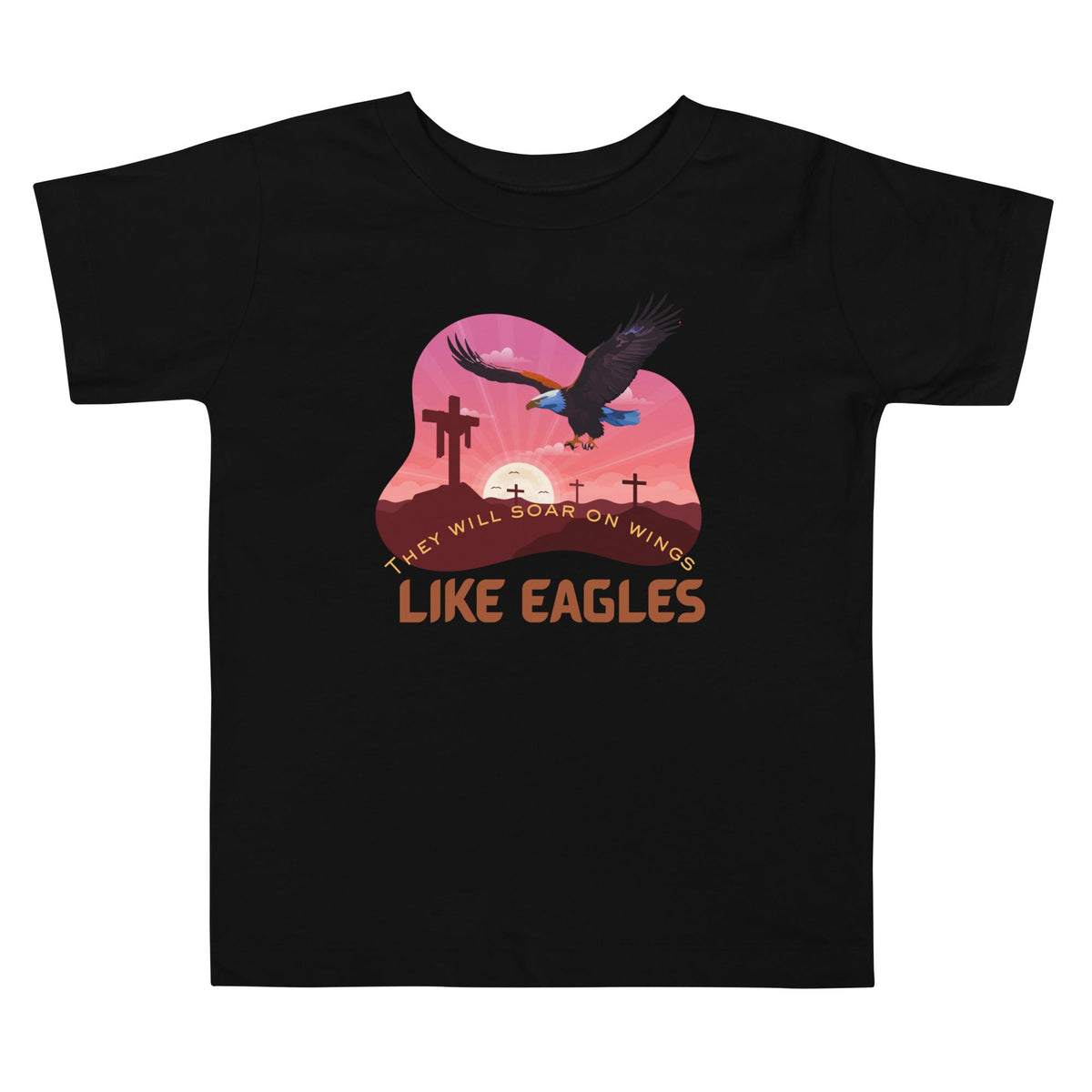 Christian toddler short sleeve tee in black — kids faith apparel KingJesus.shop
