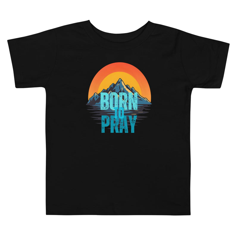 Born to Pray toddler Christian tee in black — kids faith apparel KingJesus.shop