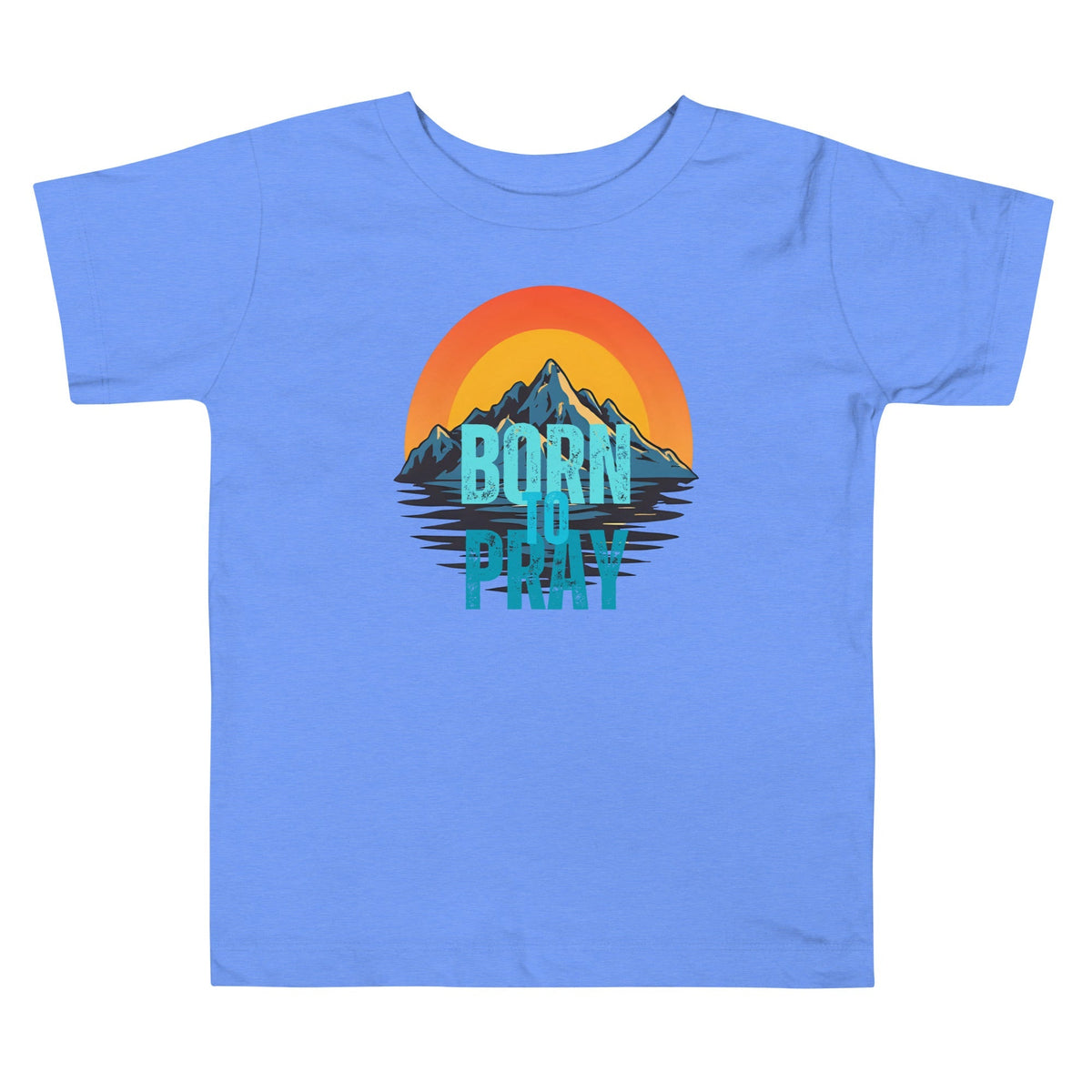 Born to Pray toddler tee in heather columbia blue — kids Christian apparel